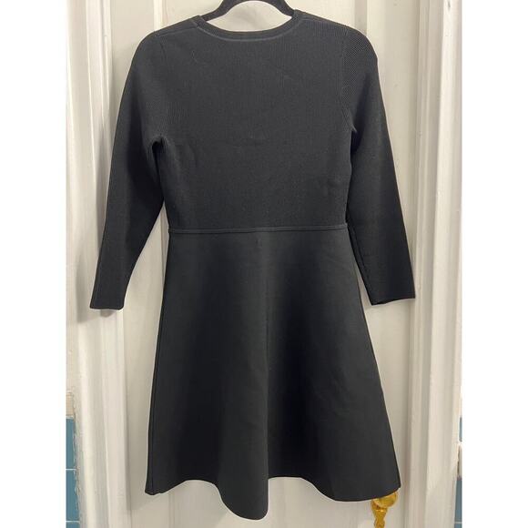 Theory Scoop Neck Compact Knit Mini Dress In Black Viscose, Fit and Flare M - Picture 3 of 9